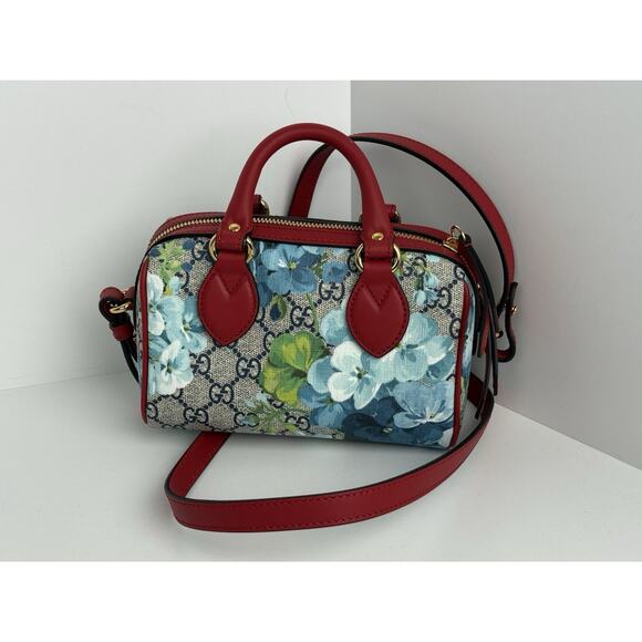 Gucci GG Supreme Blooms Boston Mini Bag with Top Handle and Crossbody Strap - Picture 1 of 16
